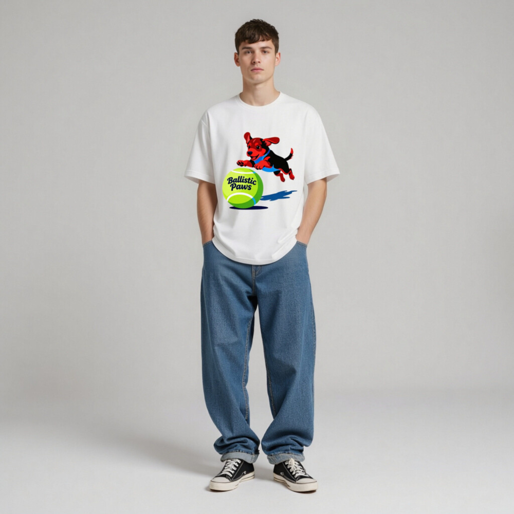 Ballistic Paws Unisex T-Shirt - Fun Dog & Tennis Ball Graphic, Comfort Fit - Image 6