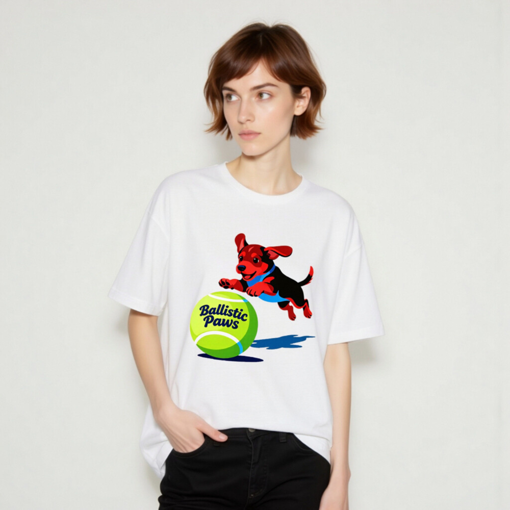 Ballistic Paws Unisex T-Shirt - Fun Dog & Tennis Ball Graphic, Comfort Fit - Image 8