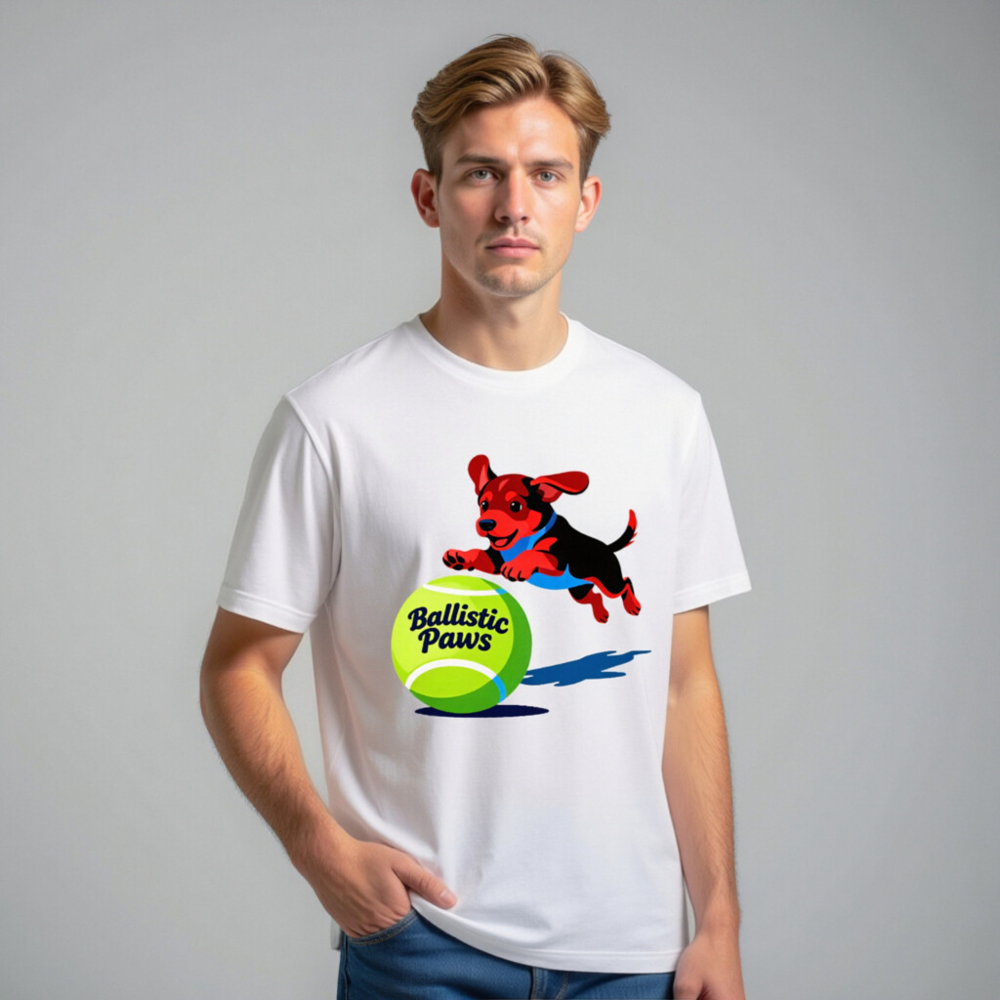 Ballistic Paws Unisex T-Shirt - Fun Dog & Tennis Ball Graphic, Comfort Fit - Image 10