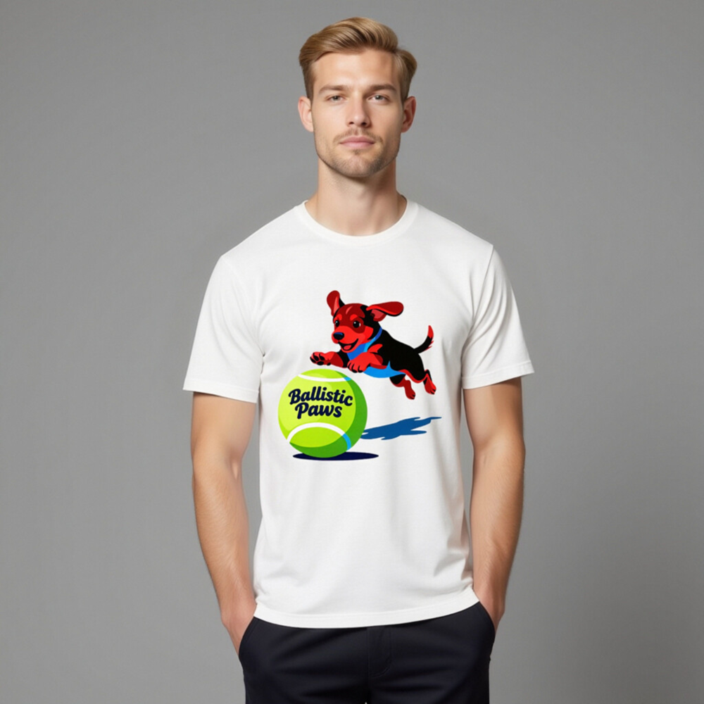 Ballistic Paws Unisex T-Shirt - Fun Dog & Tennis Ball Graphic, Comfort Fit - Image 11