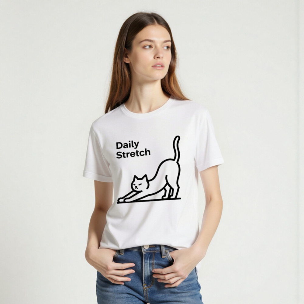 Daily Stretch Cat Unisex T-Shirt | Comfortable Staple Tee for All - Image 2