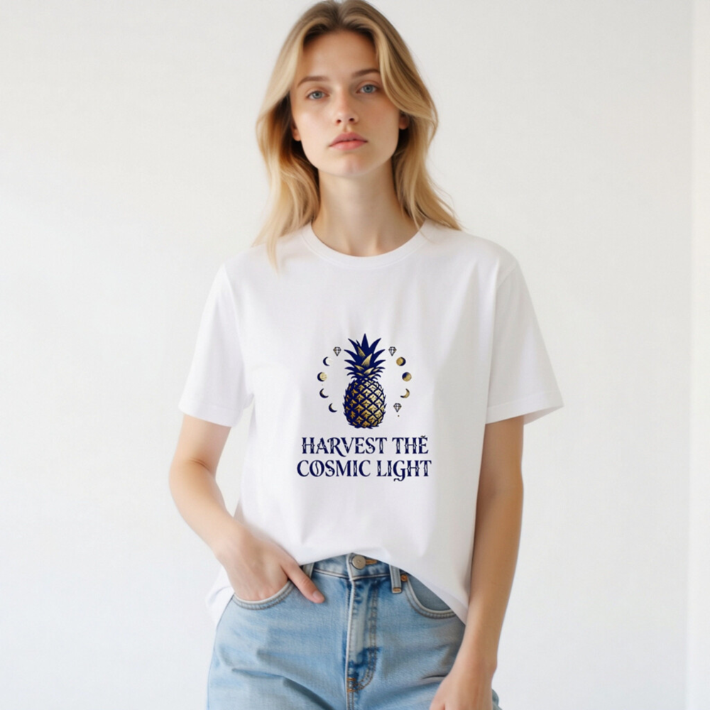 Harvest the Cosmic Light Pineapple Unisex T-Shirt | Premium Staple Tee - Image 3
