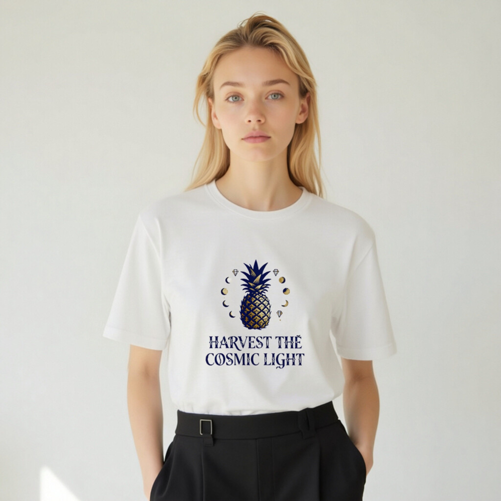 Harvest the Cosmic Light Pineapple Unisex T-Shirt | Premium Staple Tee - Image 7