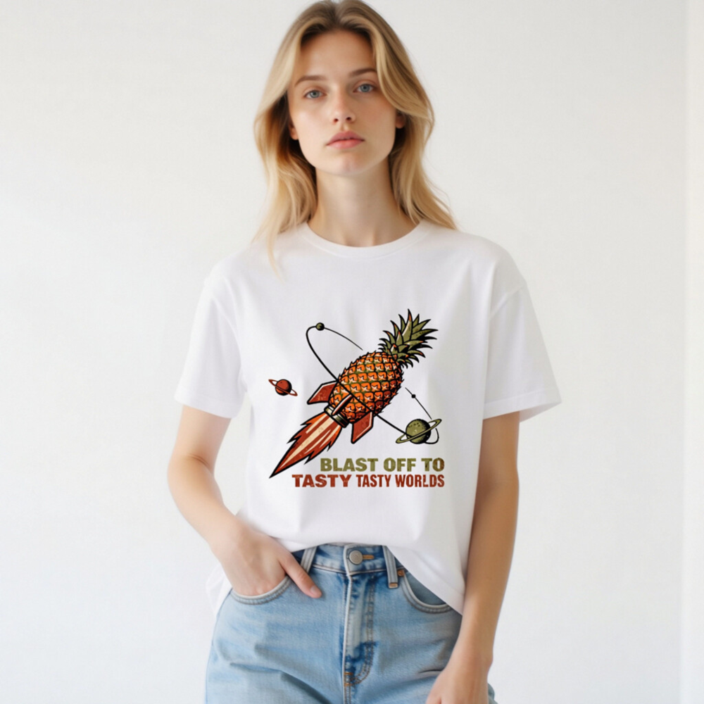 Pineapple Rocket T-Shirt - Blast Off to Tasty Tasty Worlds Unisex Staple Tee - Image 3