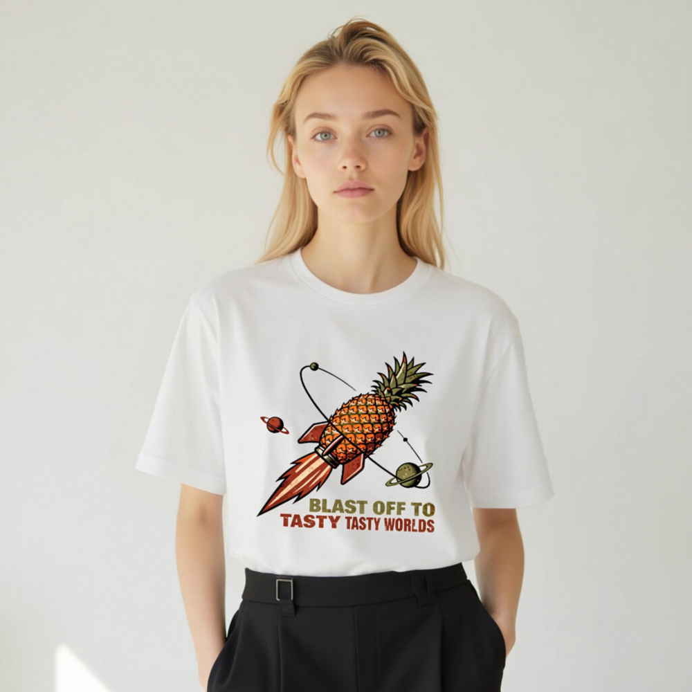 Pineapple Rocket T-Shirt - Blast Off to Tasty Tasty Worlds Unisex Staple Tee - Image 7