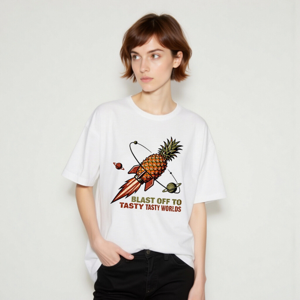 Pineapple Rocket T-Shirt - Blast Off to Tasty Tasty Worlds Unisex Staple Tee - Image 8
