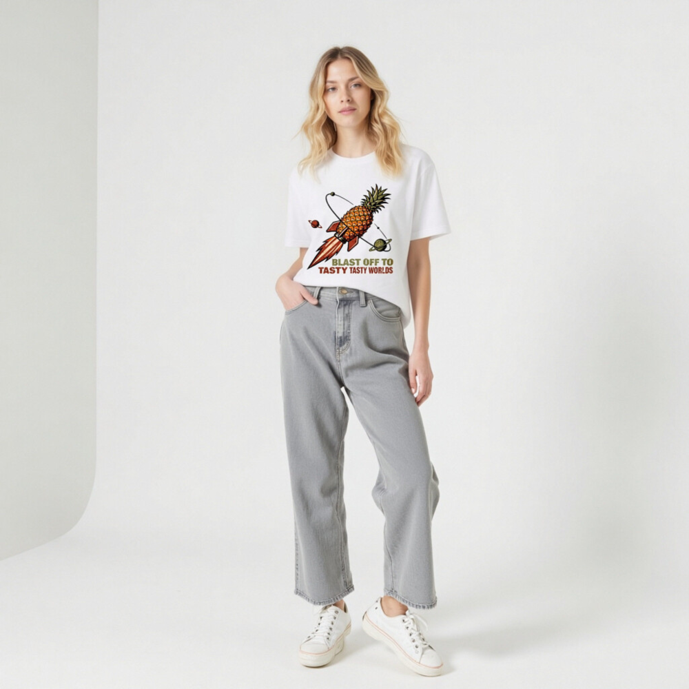 Pineapple Rocket T-Shirt - Blast Off to Tasty Tasty Worlds Unisex Staple Tee - Image 9