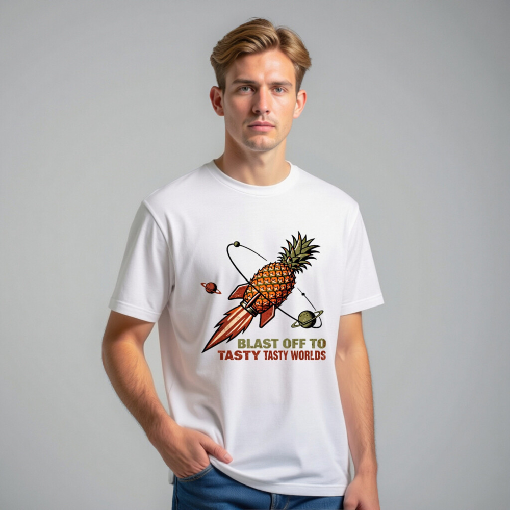 Pineapple Rocket T-Shirt - Blast Off to Tasty Tasty Worlds Unisex Staple Tee - Image 10