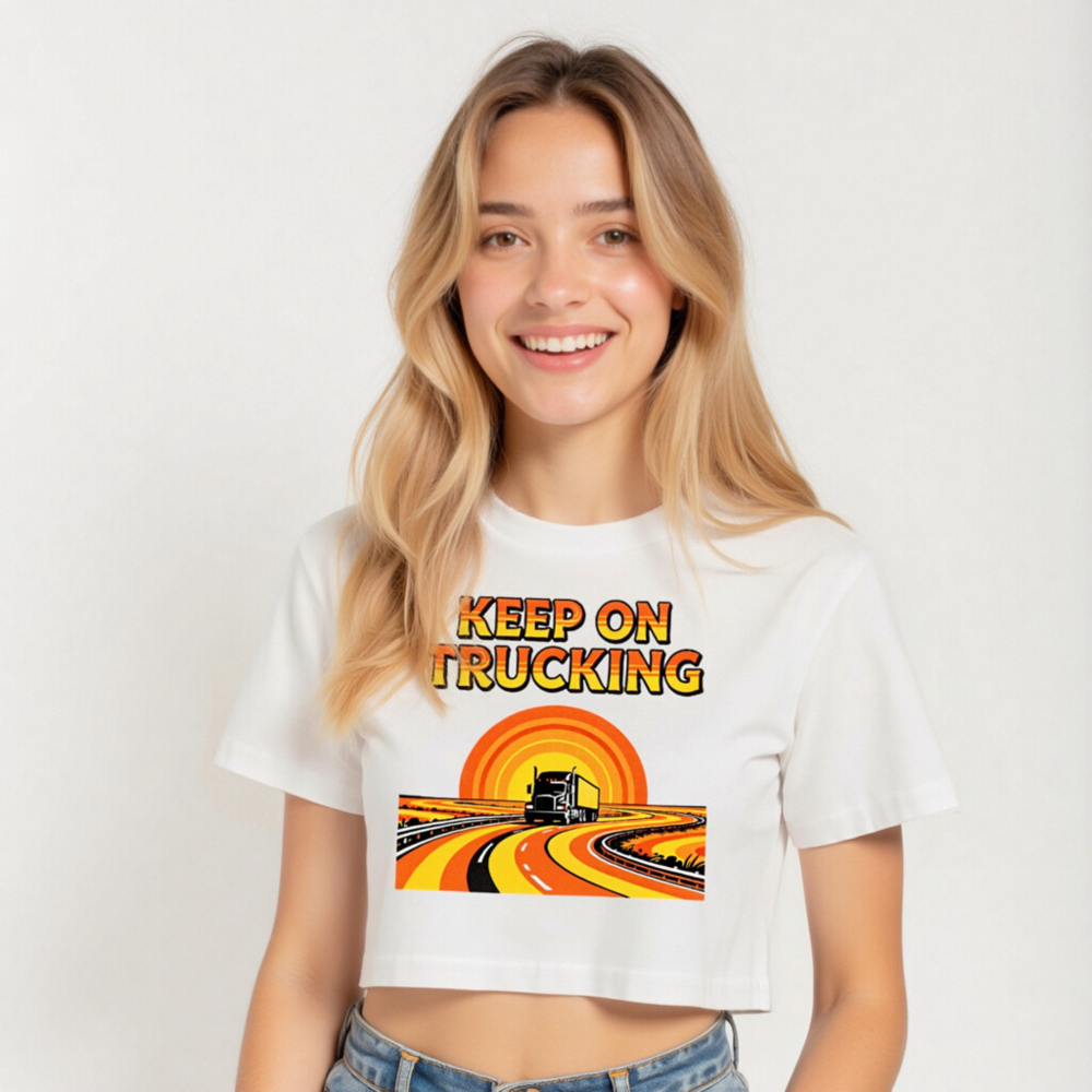 Women's Crop Top Keep On Trucking Vintage Graphic T-Shirt - Image 5