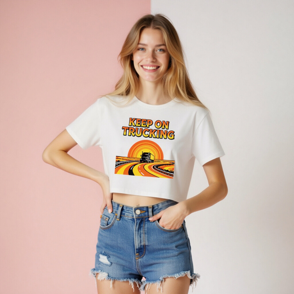 Women's Crop Top Keep On Trucking Vintage Graphic T-Shirt - Image 8