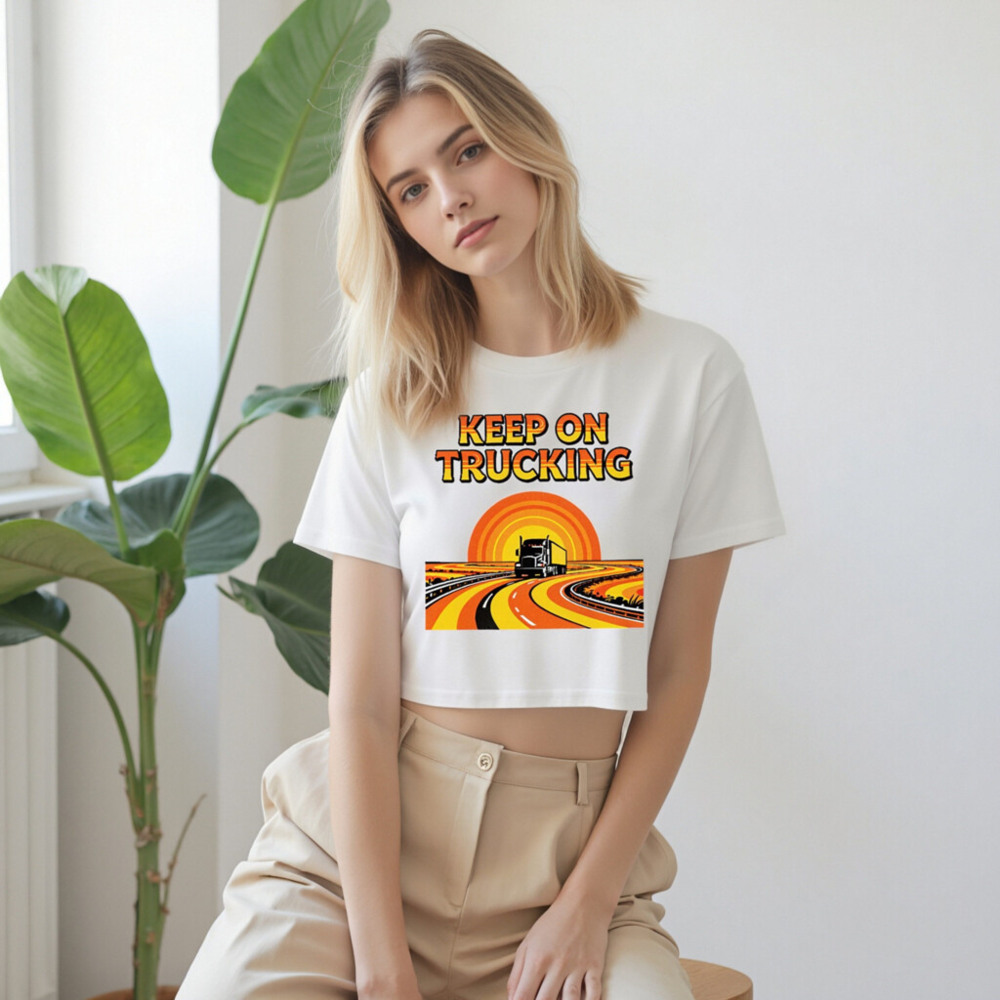 Women's Crop Top Keep On Trucking Vintage Graphic T-Shirt - Image 9