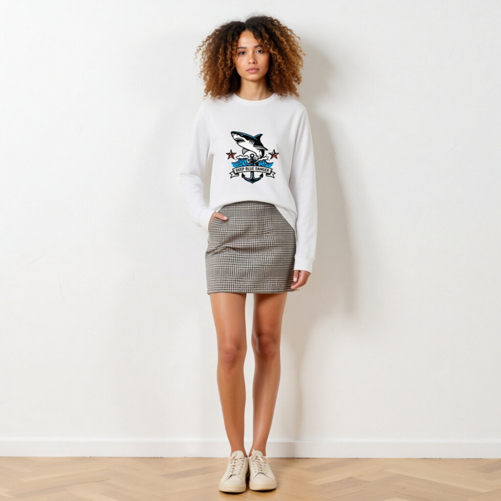 Deep Blue Danger Shark Anchor Long Sleeve Tee - Unisex Nautical Shirt - Image 5