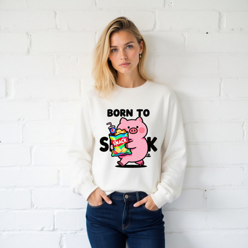 Born to Snack Pig Long Sleeve Tee - Unisex Comfort Fit - Image 2