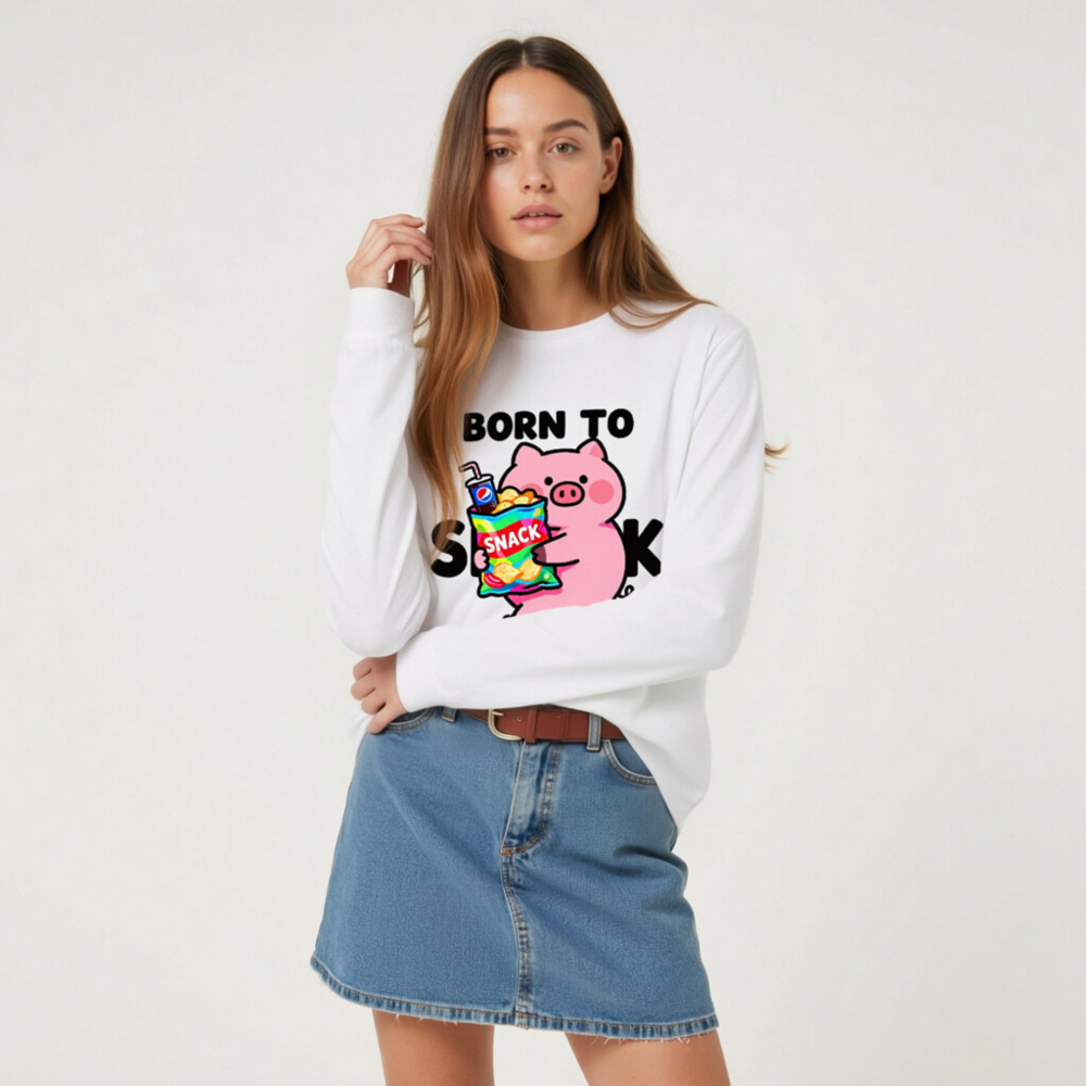 Born to Snack Pig Long Sleeve Tee - Unisex Comfort Fit - Image 6