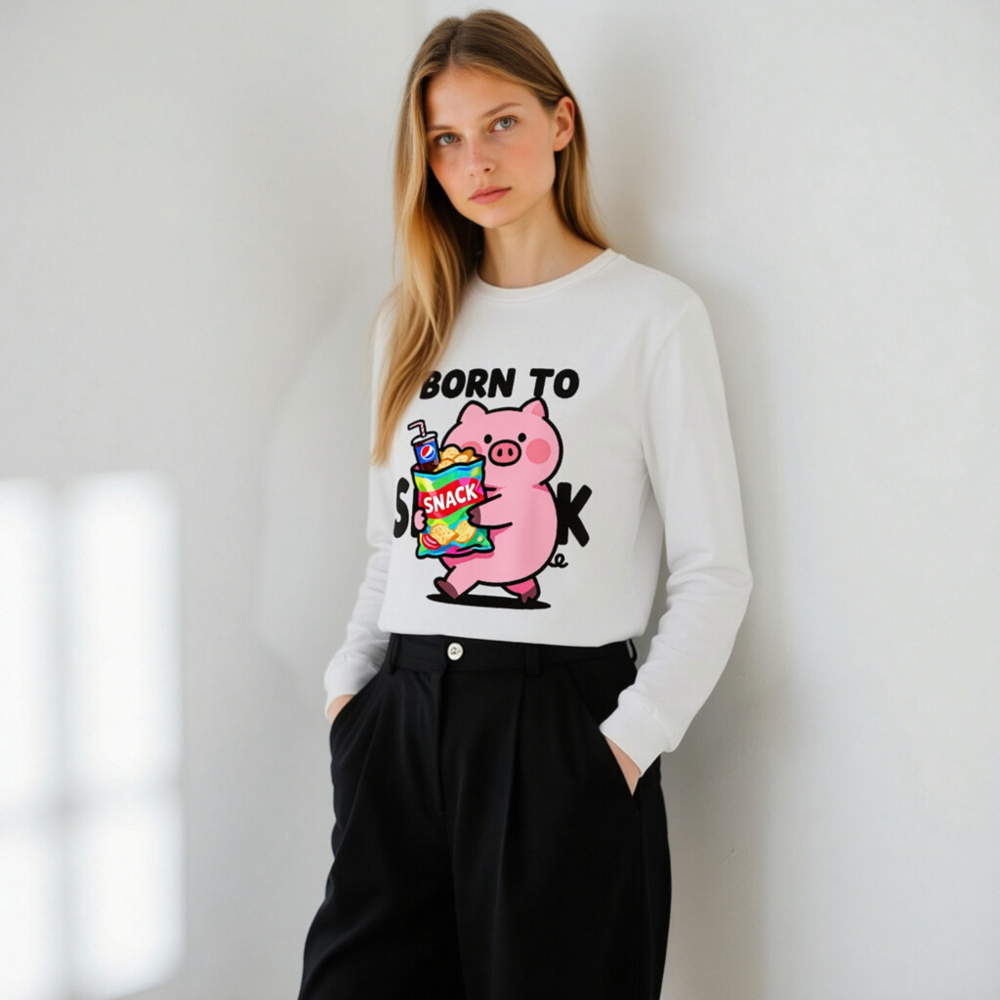 Born to Snack Pig Long Sleeve Tee - Unisex Comfort Fit - Image 11