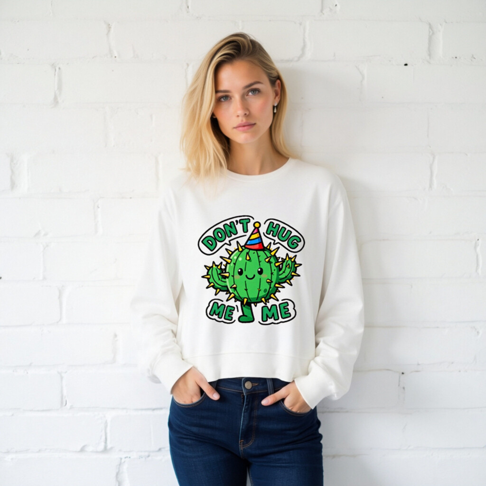 Don't Hug Me, I'm a Cactus Party Hat Long Sleeve Tee - Unisex - Image 2