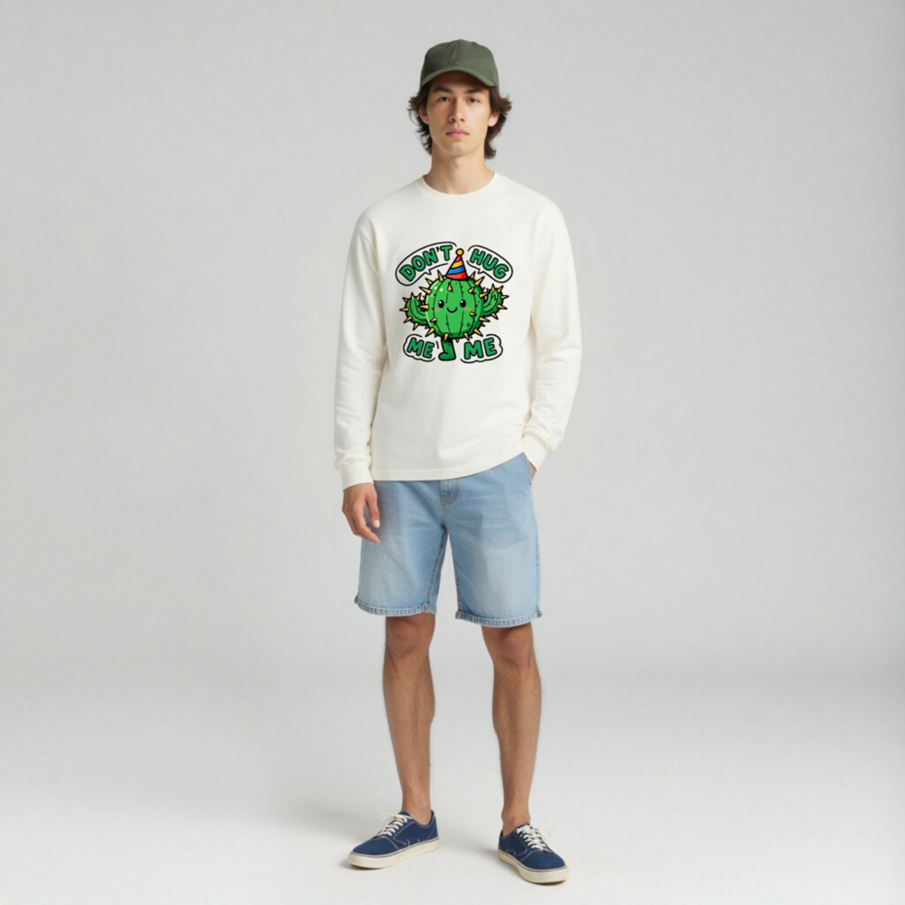 Don't Hug Me, I'm a Cactus Party Hat Long Sleeve Tee - Unisex - Image 3