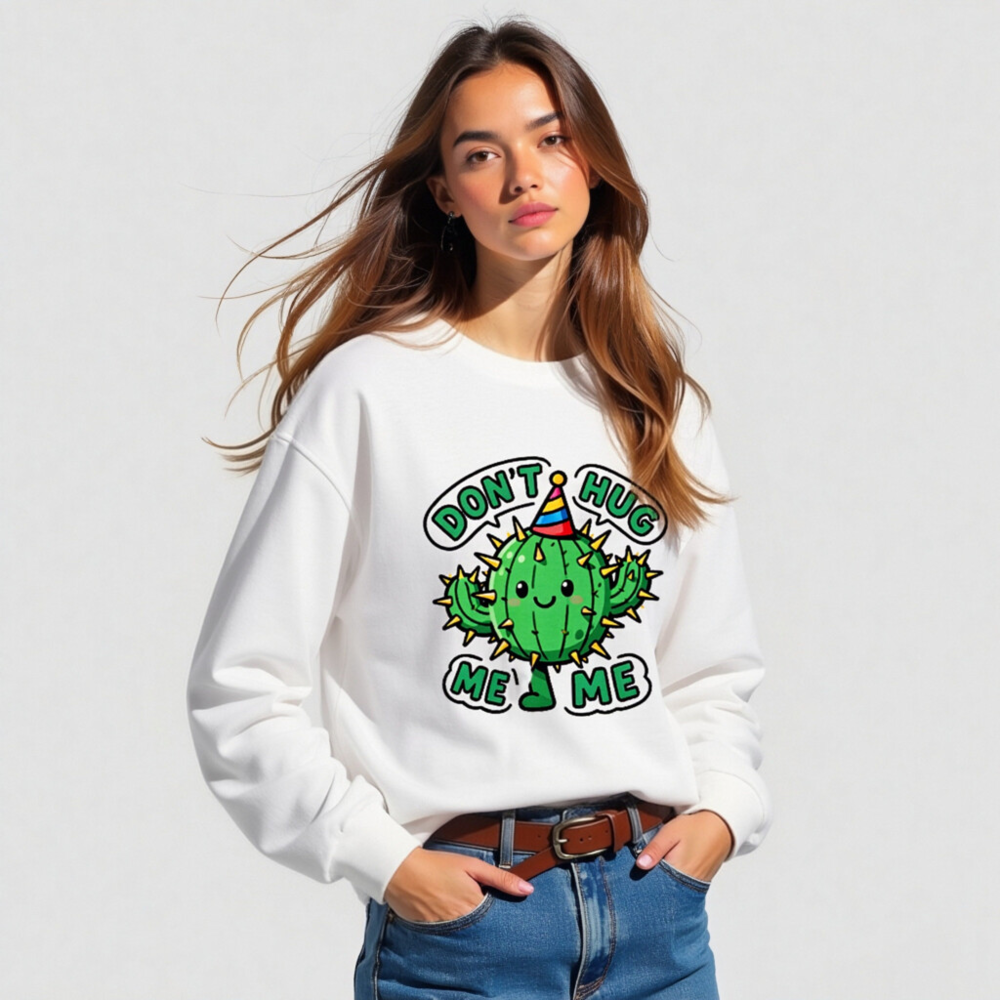 Don't Hug Me, I'm a Cactus Party Hat Long Sleeve Tee - Unisex - Image 4