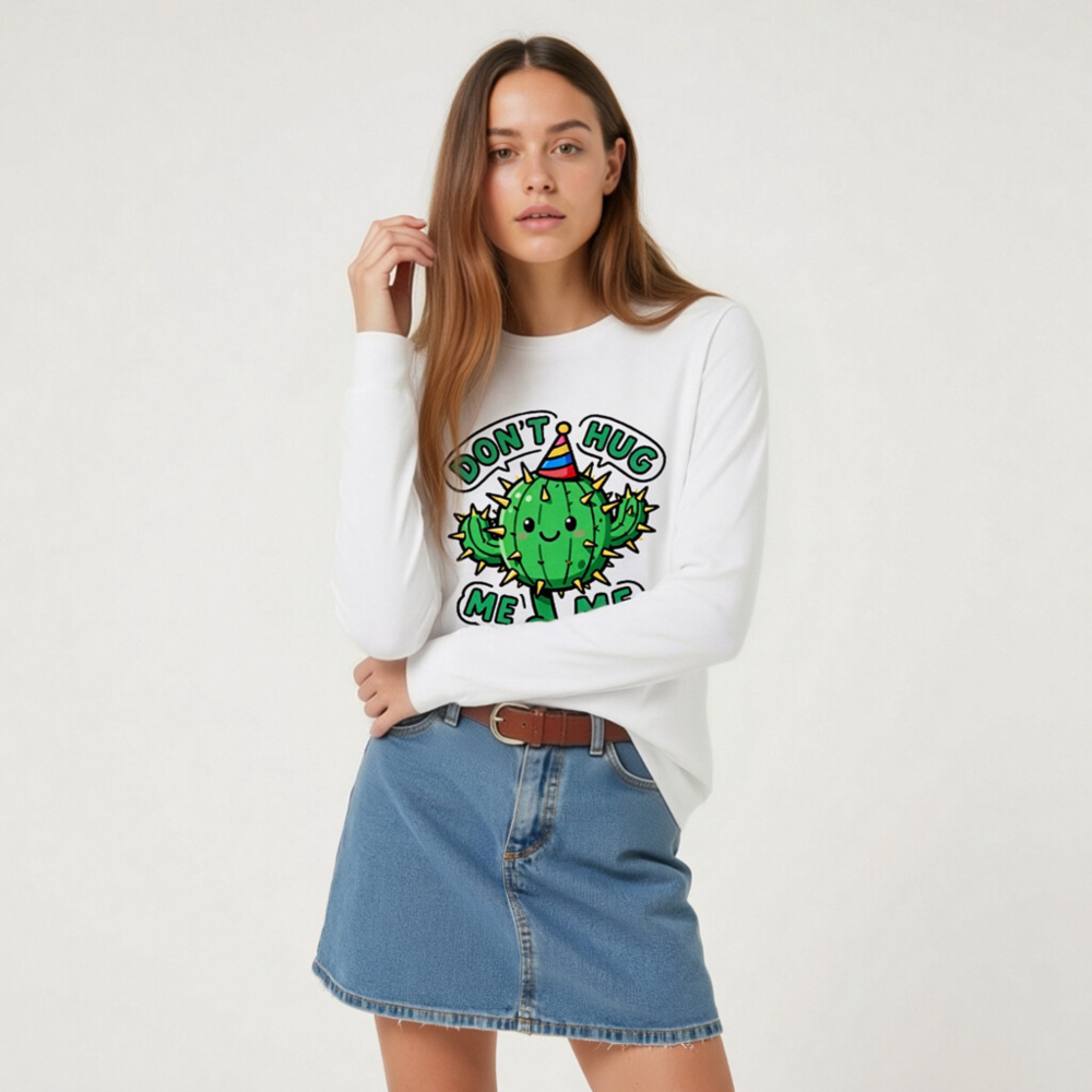 Don't Hug Me, I'm a Cactus Party Hat Long Sleeve Tee - Unisex - Image 6