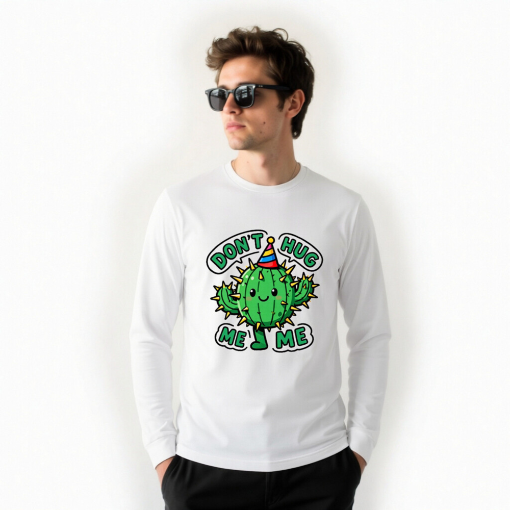 Don't Hug Me, I'm a Cactus Party Hat Long Sleeve Tee - Unisex - Image 8