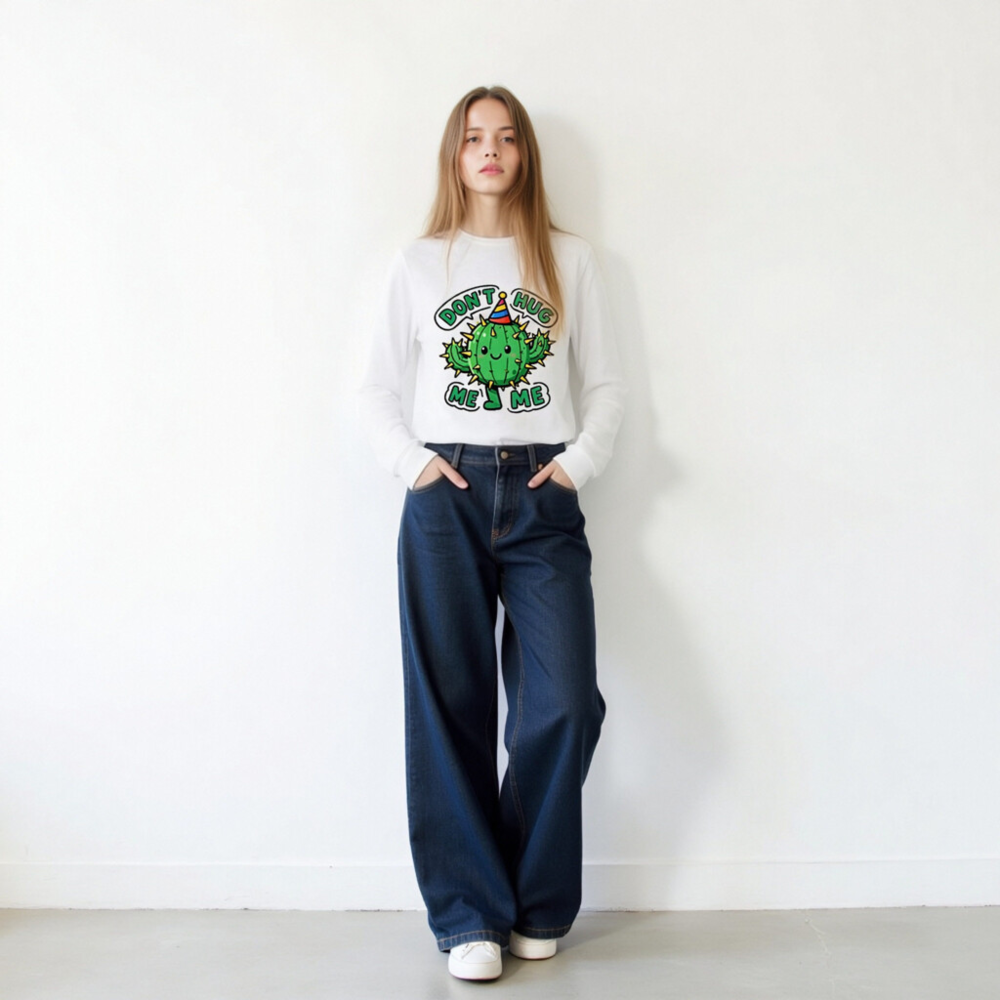 Don't Hug Me, I'm a Cactus Party Hat Long Sleeve Tee - Unisex - Image 9