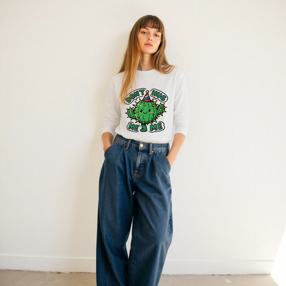 Don't Hug Me, I'm a Cactus Party Hat Long Sleeve Tee - Unisex - Image 10