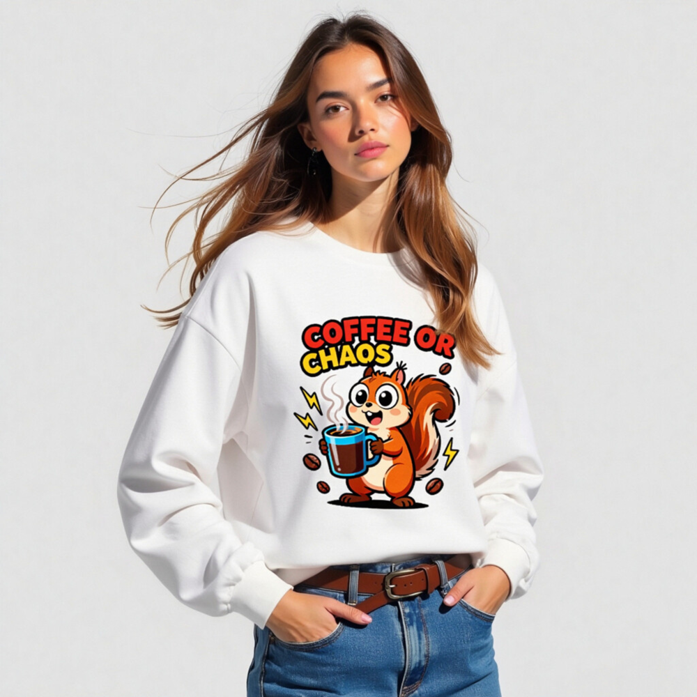 Coffee or Chaos Squirrel Long Sleeve Tee - Unisex Comfort Fit - Image 4