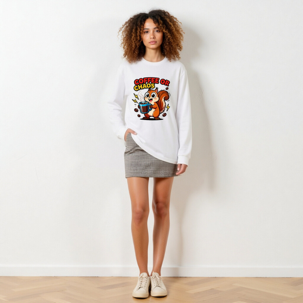 Coffee or Chaos Squirrel Long Sleeve Tee - Unisex Comfort Fit - Image 5