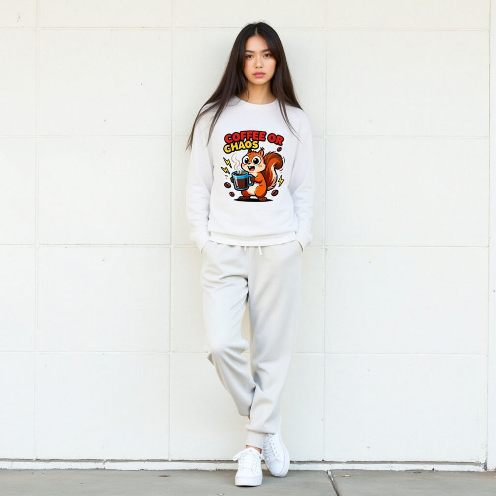 Coffee or Chaos Squirrel Long Sleeve Tee - Unisex Comfort Fit - Image 7