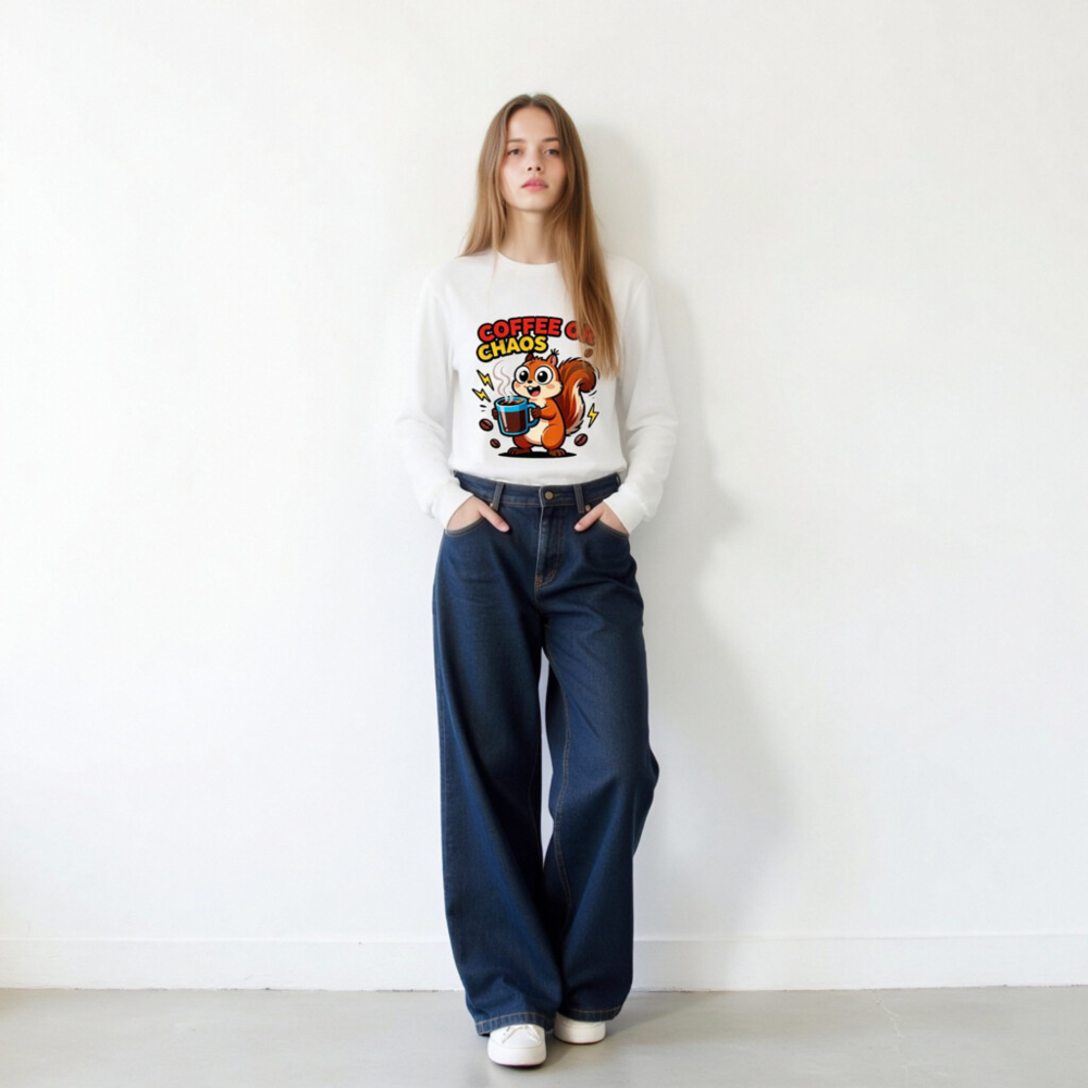 Coffee or Chaos Squirrel Long Sleeve Tee - Unisex Comfort Fit - Image 9