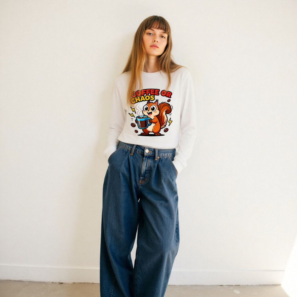 Coffee or Chaos Squirrel Long Sleeve Tee - Unisex Comfort Fit - Image 10