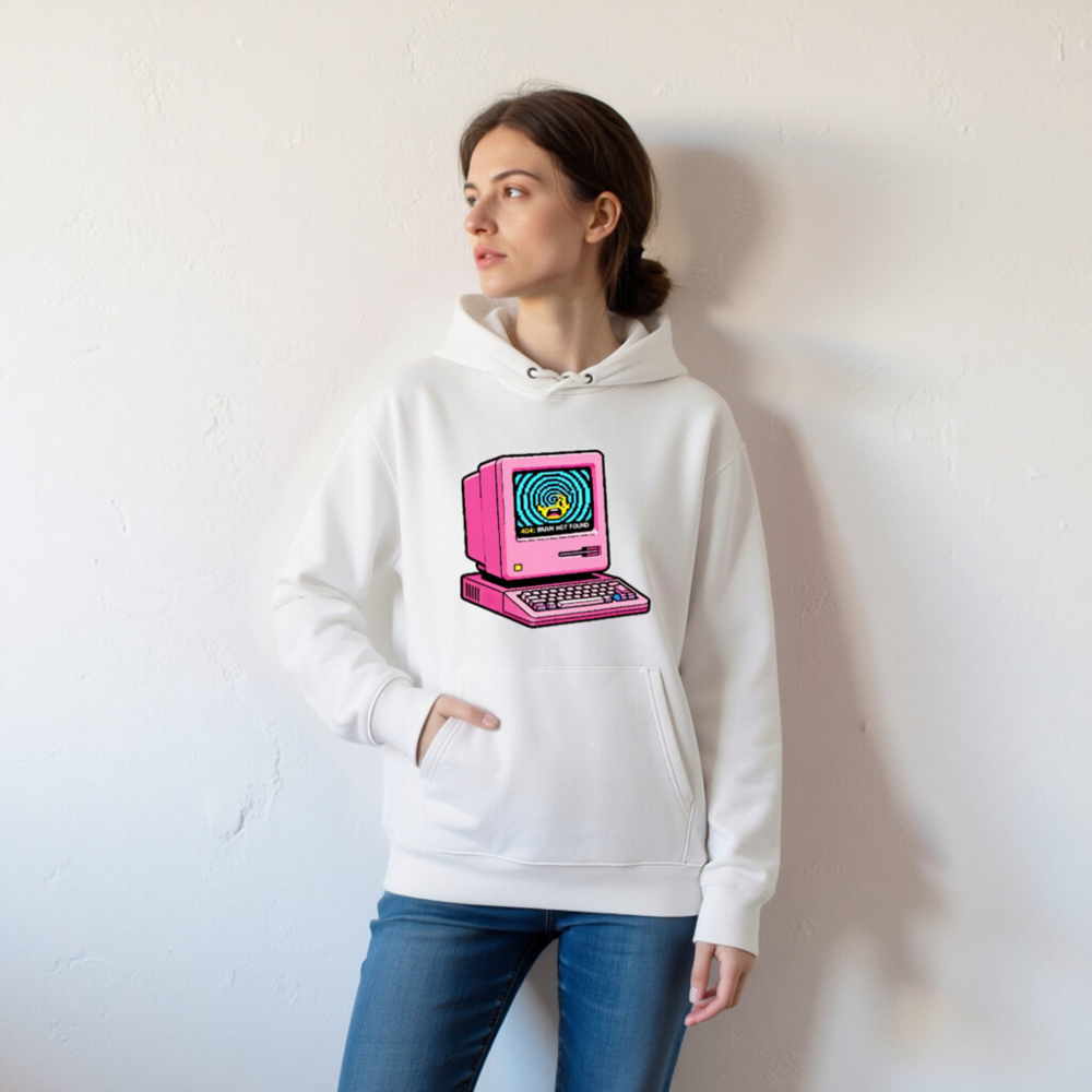 Pink Retro Computer Hoodie | Unisex Eco-Friendly Sweatshirt - Image 5