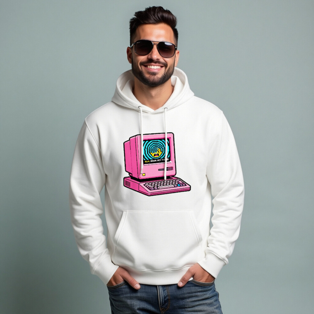 Pink Retro Computer Hoodie | Unisex Eco-Friendly Sweatshirt - Image 6