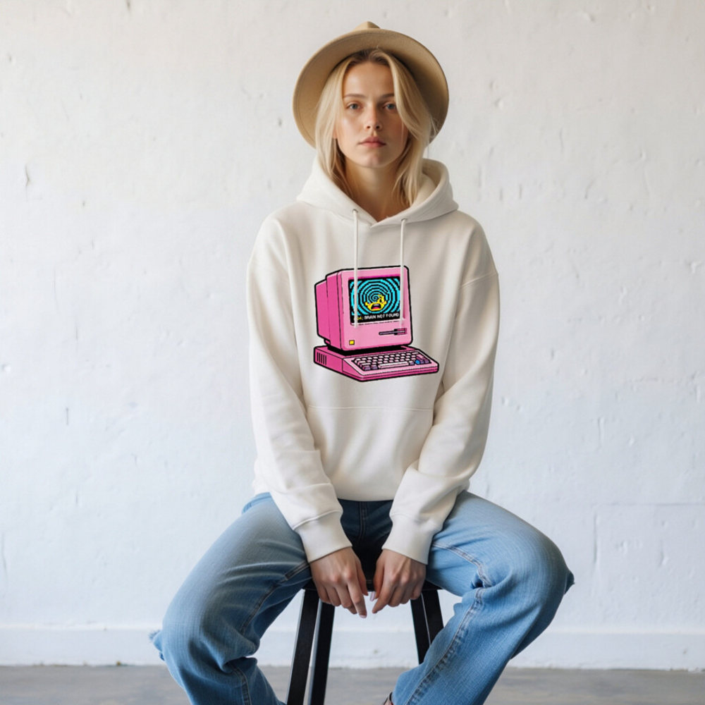 Pink Retro Computer Hoodie | Unisex Eco-Friendly Sweatshirt - Image 8