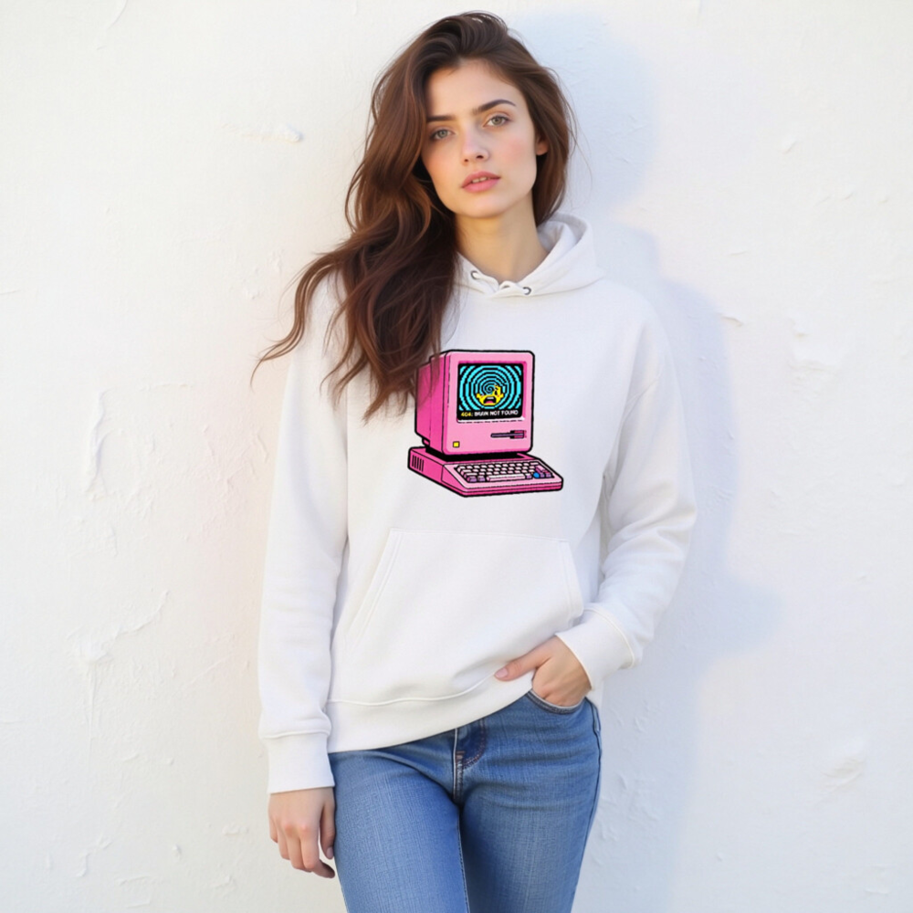 Pink Retro Computer Hoodie | Unisex Eco-Friendly Sweatshirt - Image 9