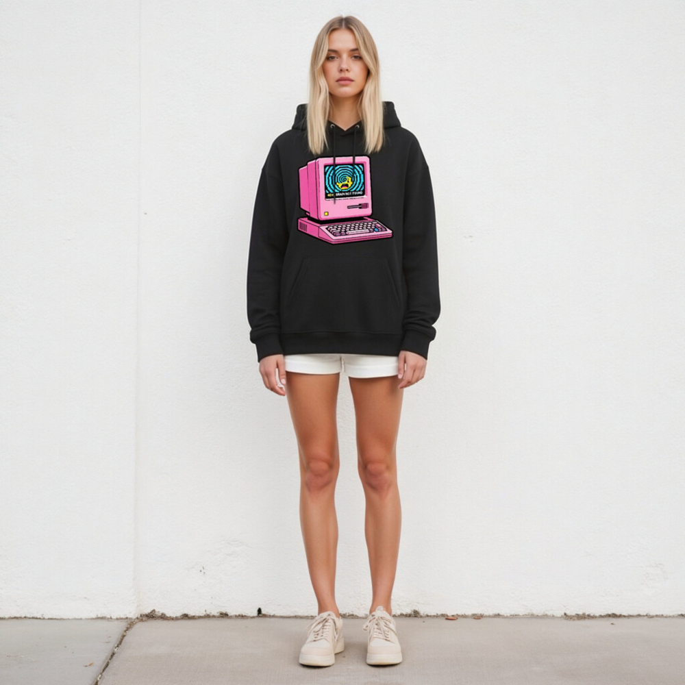 Pink Retro Computer Hoodie | Unisex Eco-Friendly Sweatshirt - Image 4