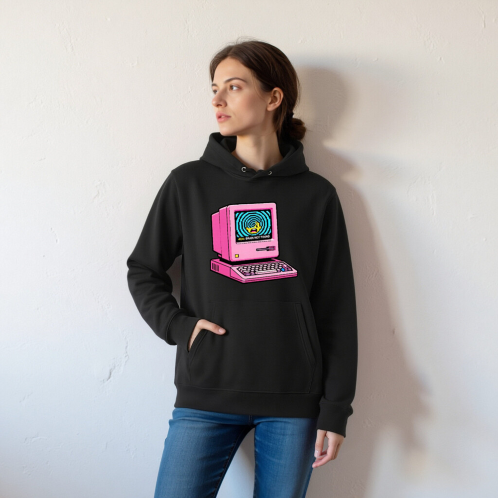Pink Retro Computer Hoodie | Unisex Eco-Friendly Sweatshirt - Image 5