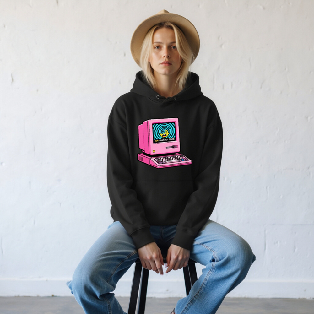 Pink Retro Computer Hoodie | Unisex Eco-Friendly Sweatshirt - Image 6