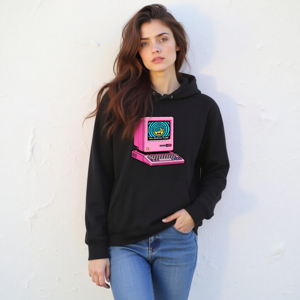 Pink Retro Computer Hoodie | Unisex Eco-Friendly Sweatshirt - Image 8
