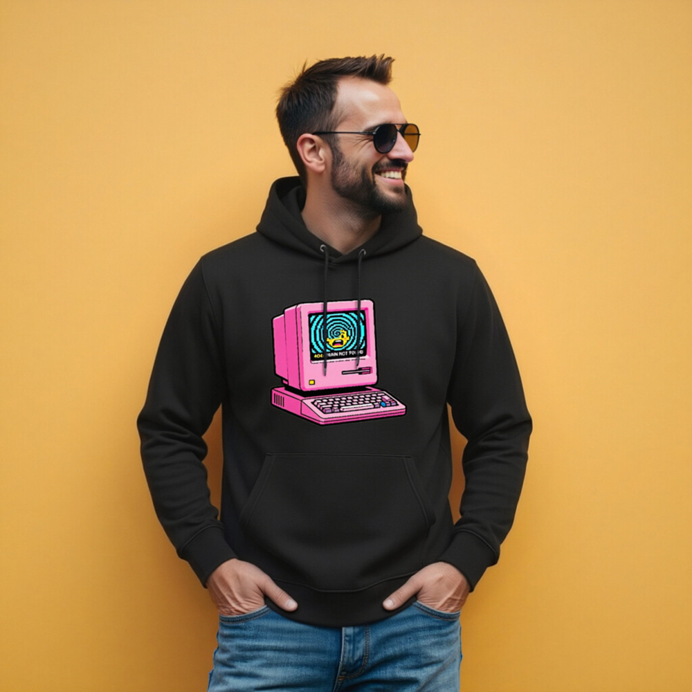 Pink Retro Computer Hoodie | Unisex Eco-Friendly Sweatshirt - Image 9