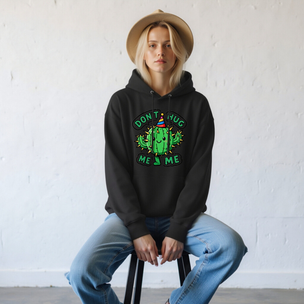 Unisex Eco Hoodie - Don't Hug Me, I'm a Cactus! Funny Sustainable Sweatshirt - Image 6