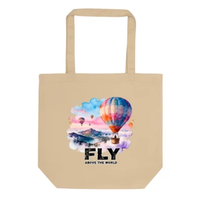 Eco Oyster Tote Bag – Reusable Cotton Shopping Bag with Hot Air Balloon Print