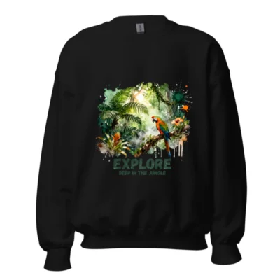 Jungle Explorer Unisex Crewneck Sweatshirt – Artistic Parrot Print