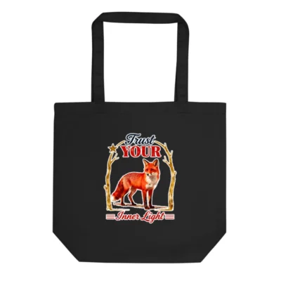 Eco Black Tote Bag – Trust Your Inner Light Fox Design