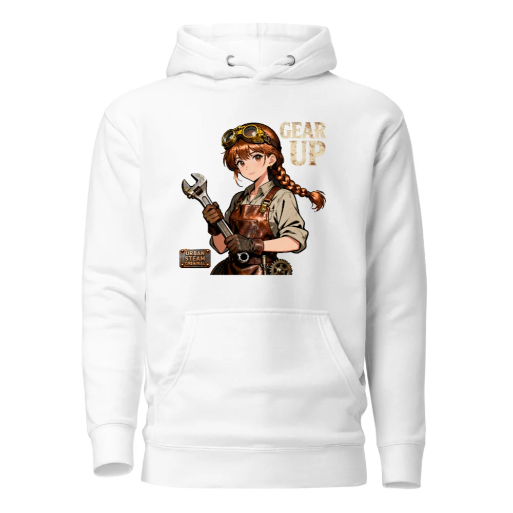 Steampunk Gear Up Hoodie – Unisex Premium Pullover with Anime Mechanic Design