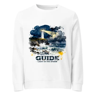 Organic Cotton Sweatshirt – Lighthouse 'Guide: Light in the Storm' Unisex