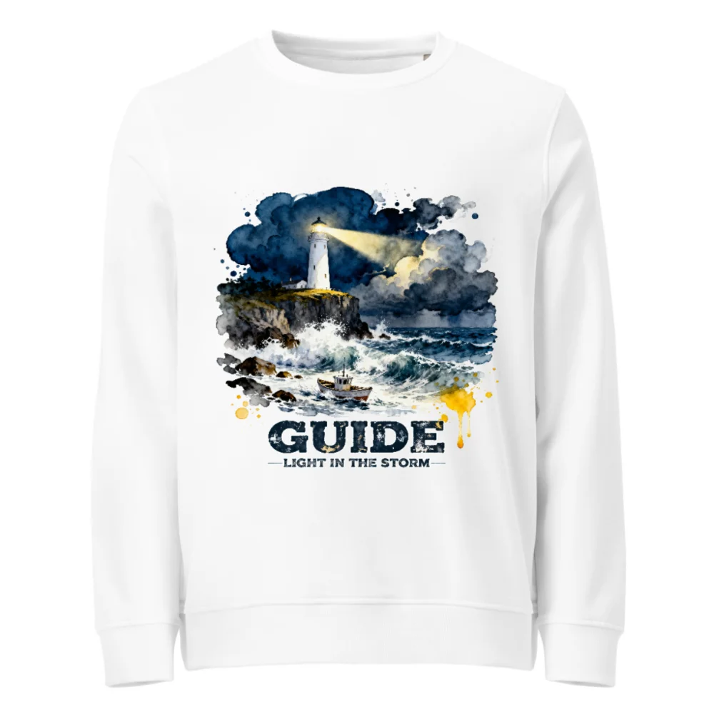 Organic Cotton Sweatshirt – Lighthouse 'Guide: Light in the Storm' Unisex