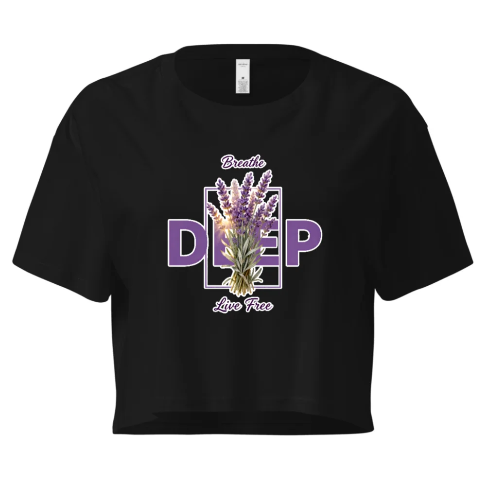 Women's Lavender Print Crop Top - Breathe & Live Free