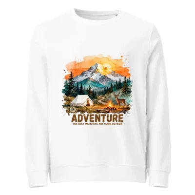 Adventure Unisex Organic Sweatshirt – Eco-Friendly Outdoor Graphic Hoodie