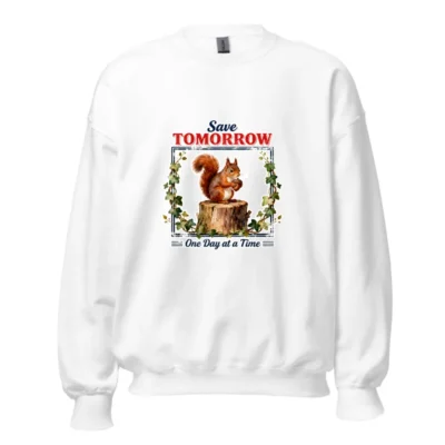Save Tomorrow Sweatshirt – Unisex Crew Neck with Squirrel Design